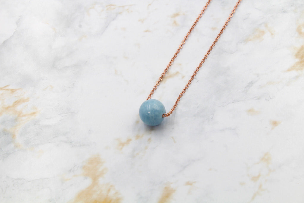 Dainty Aquamarine Gumdrop Pendant