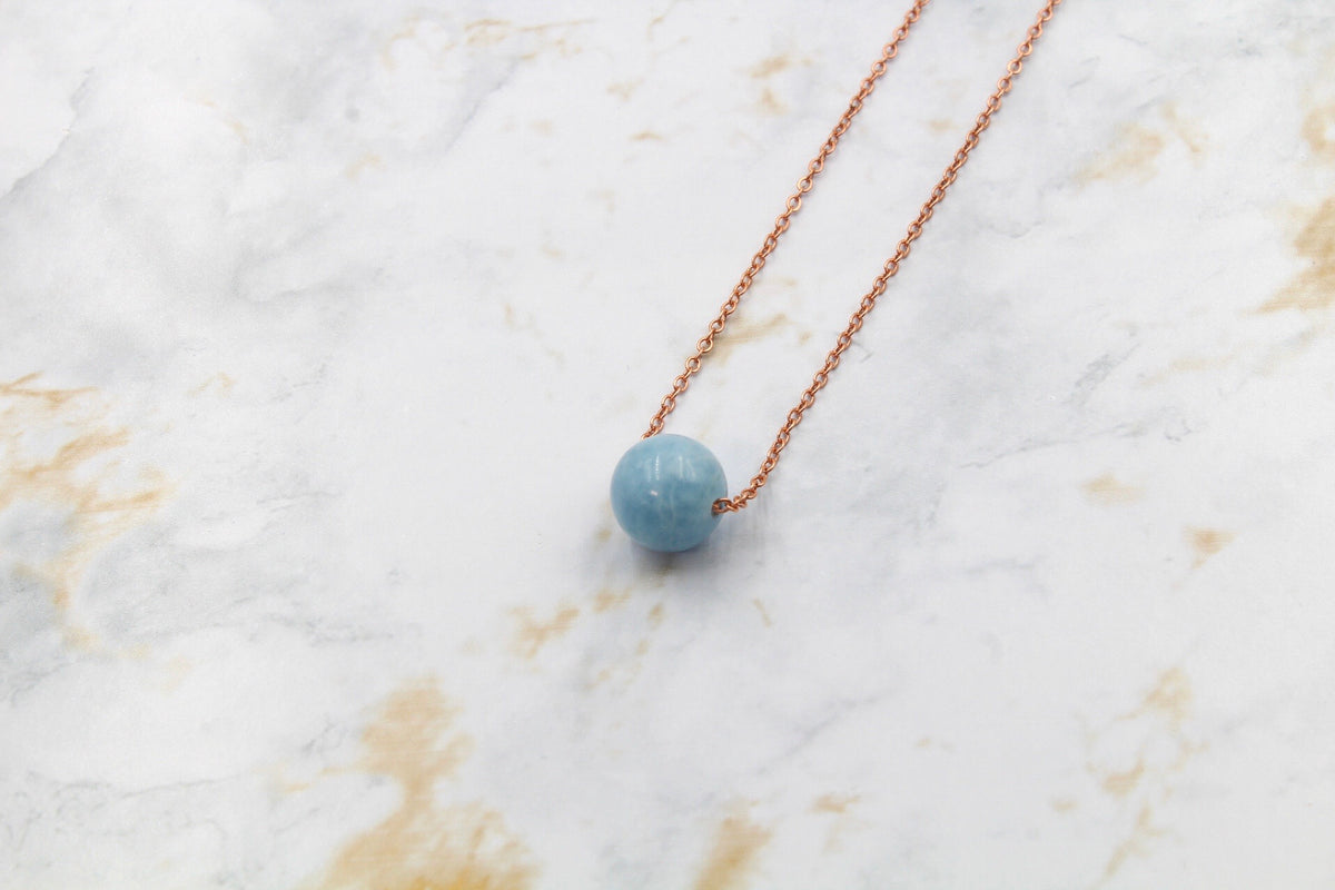 Dainty Aquamarine Gumdrop Pendant