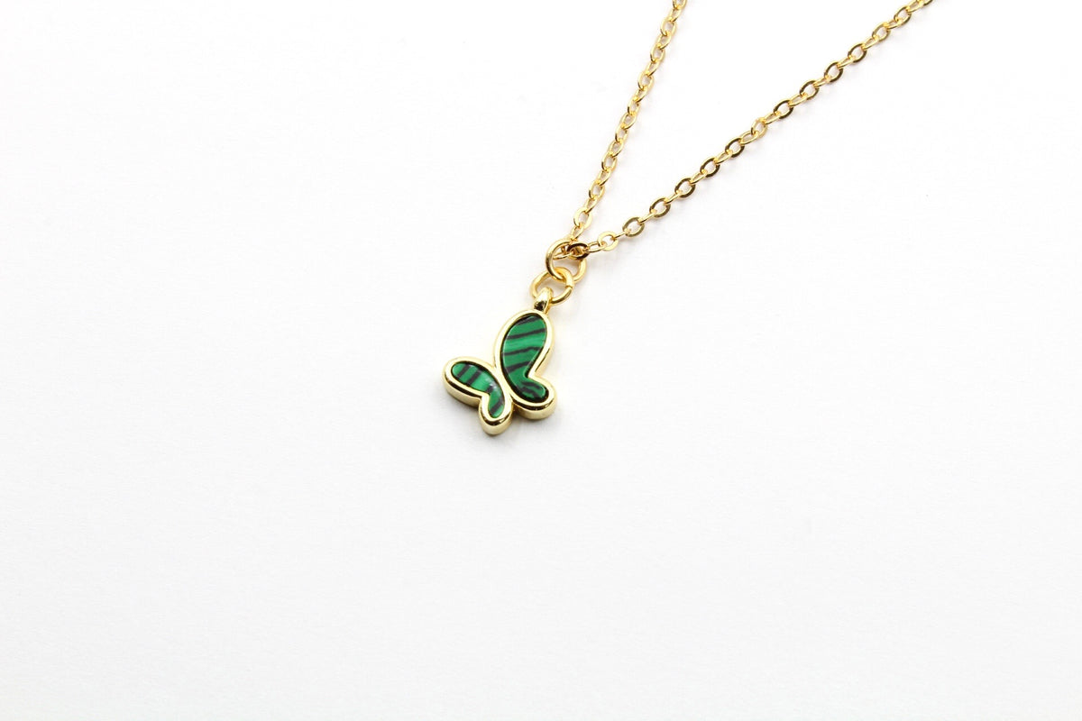 Dainty Malachite Butterfly Necklace