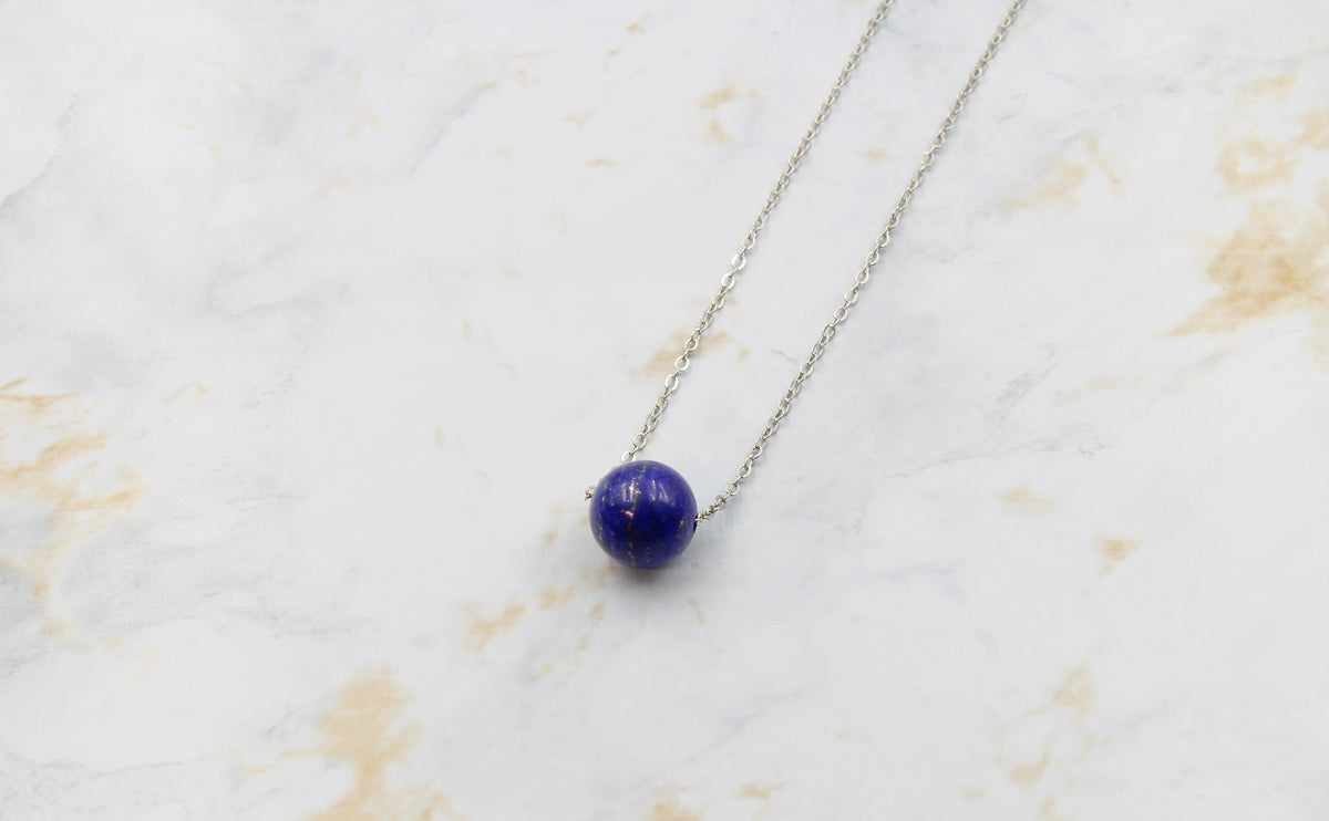 Dainty Lapis Gumdrop Pendant
