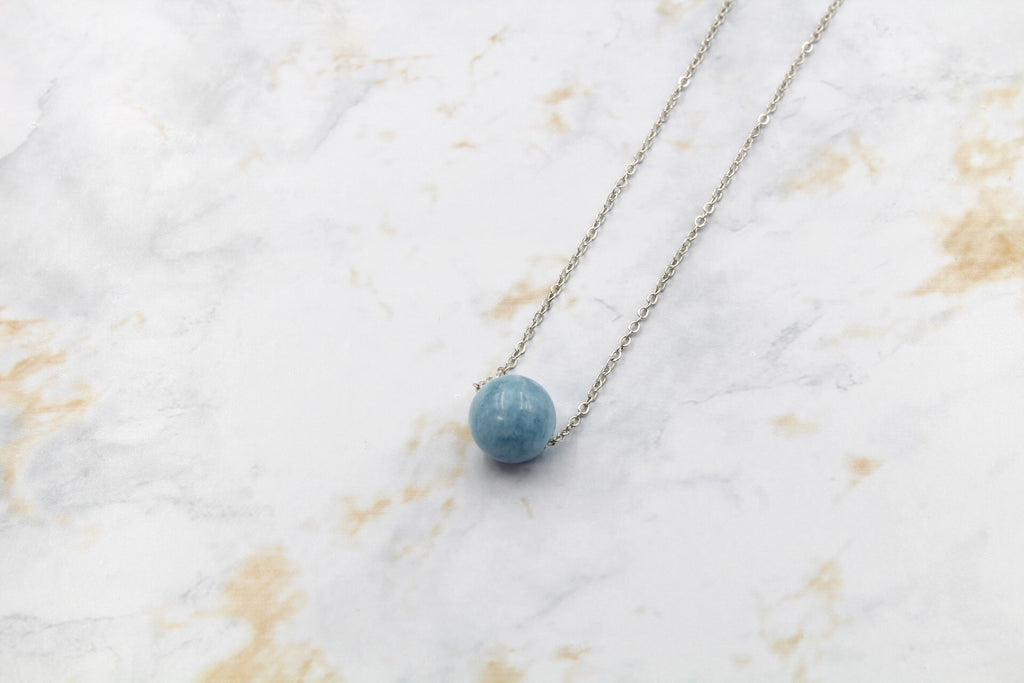 Dainty Aquamarine Gumdrop Pendant