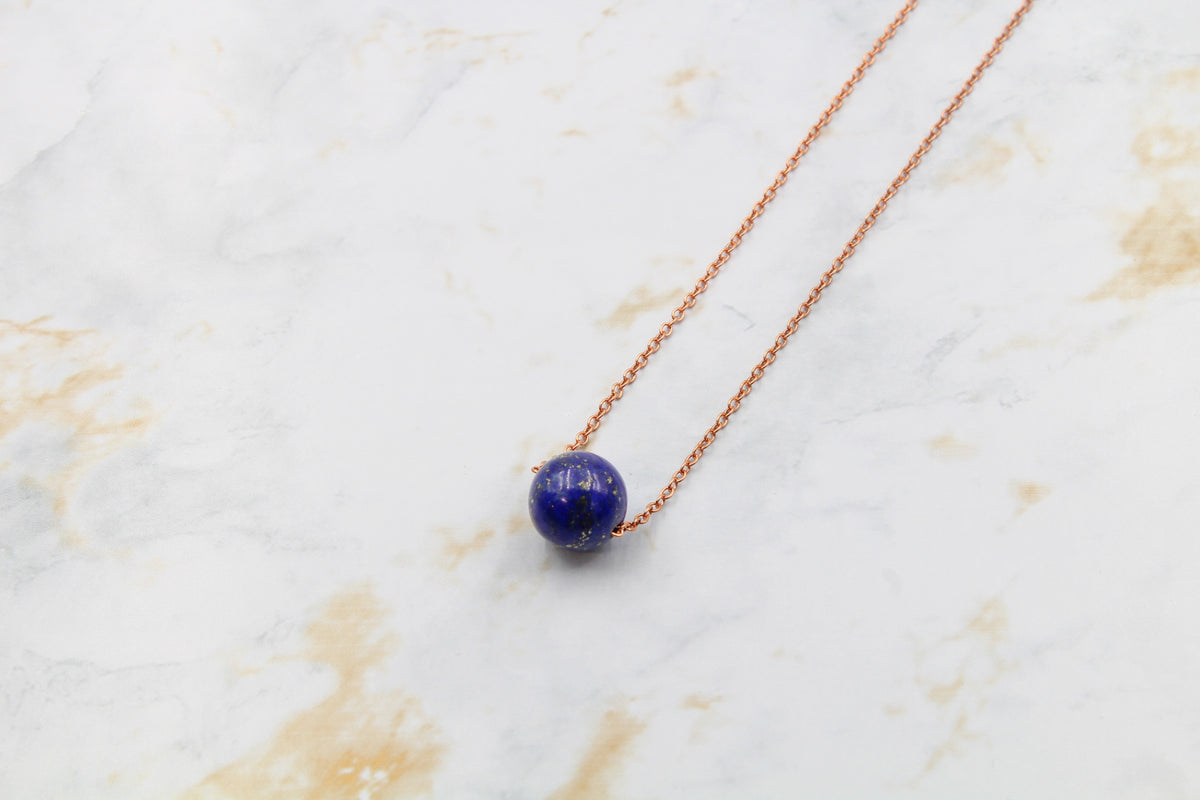 Dainty Lapis Gumdrop Pendant