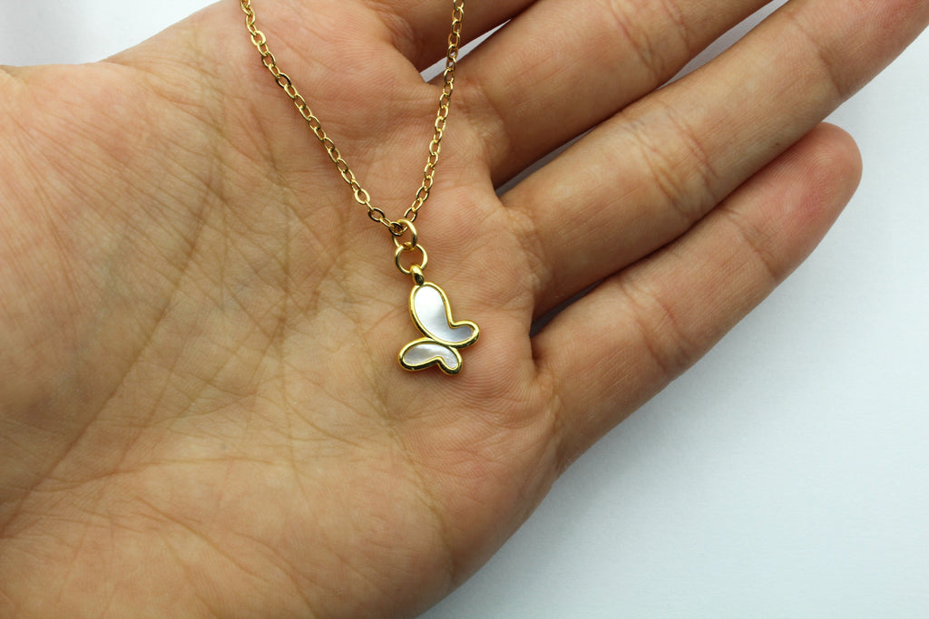 Dainty Mother of Pearl Butterfly Necklace