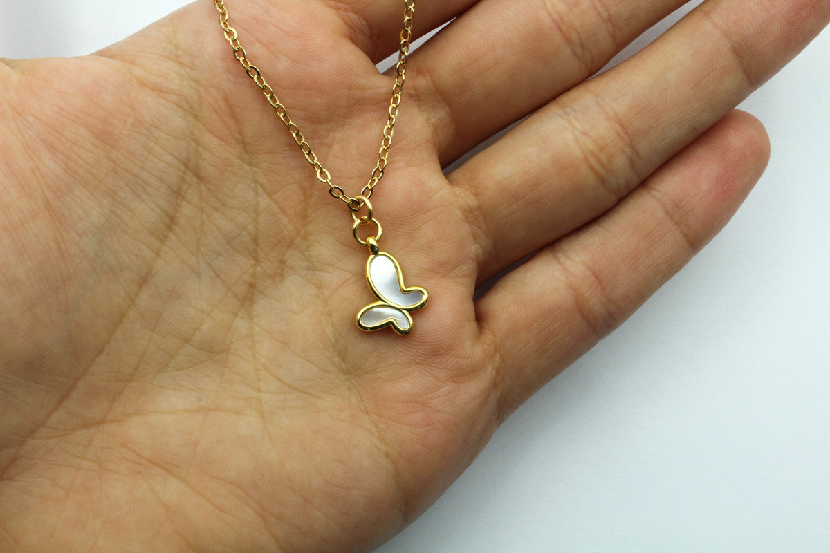 Dainty Mother of Pearl Butterfly Necklace