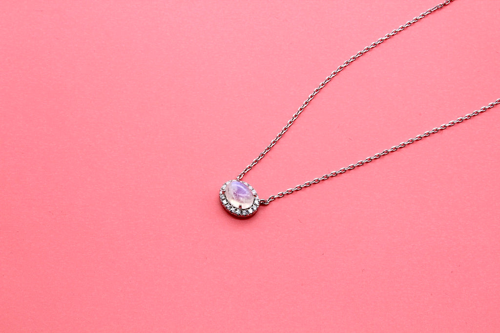 Moonstone Halo Pendant