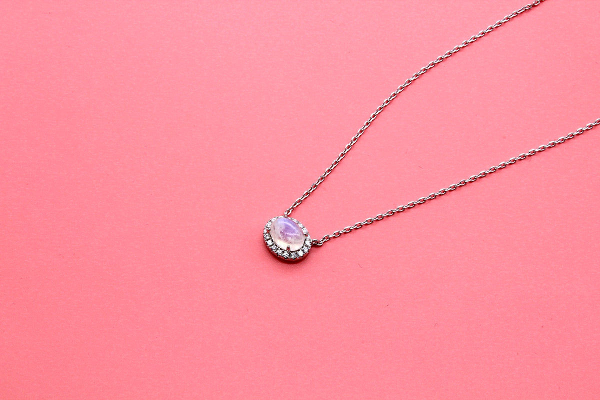 Moonstone Halo Pendant