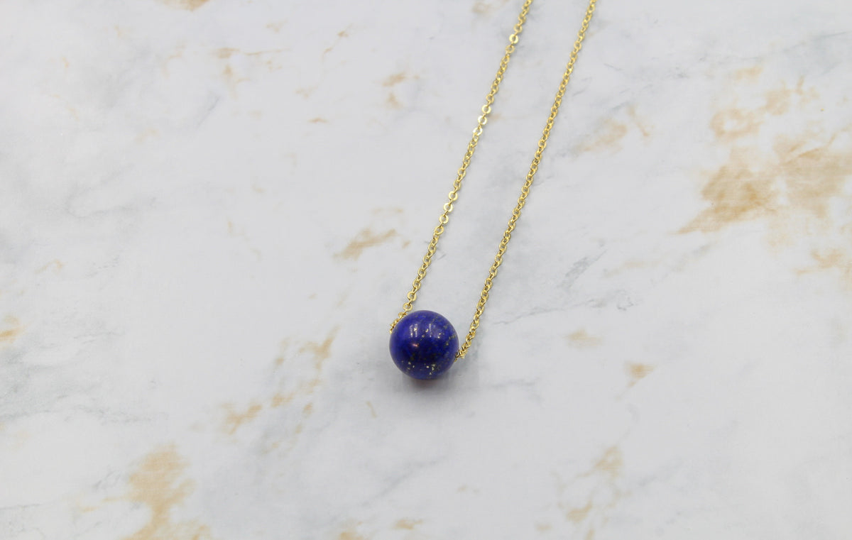 Dainty Lapis Gumdrop Pendant