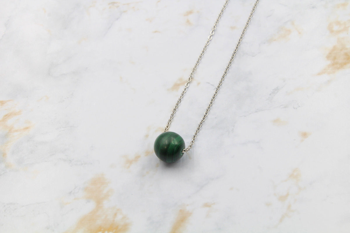 Dainty Malachite Gumdrop Pendant