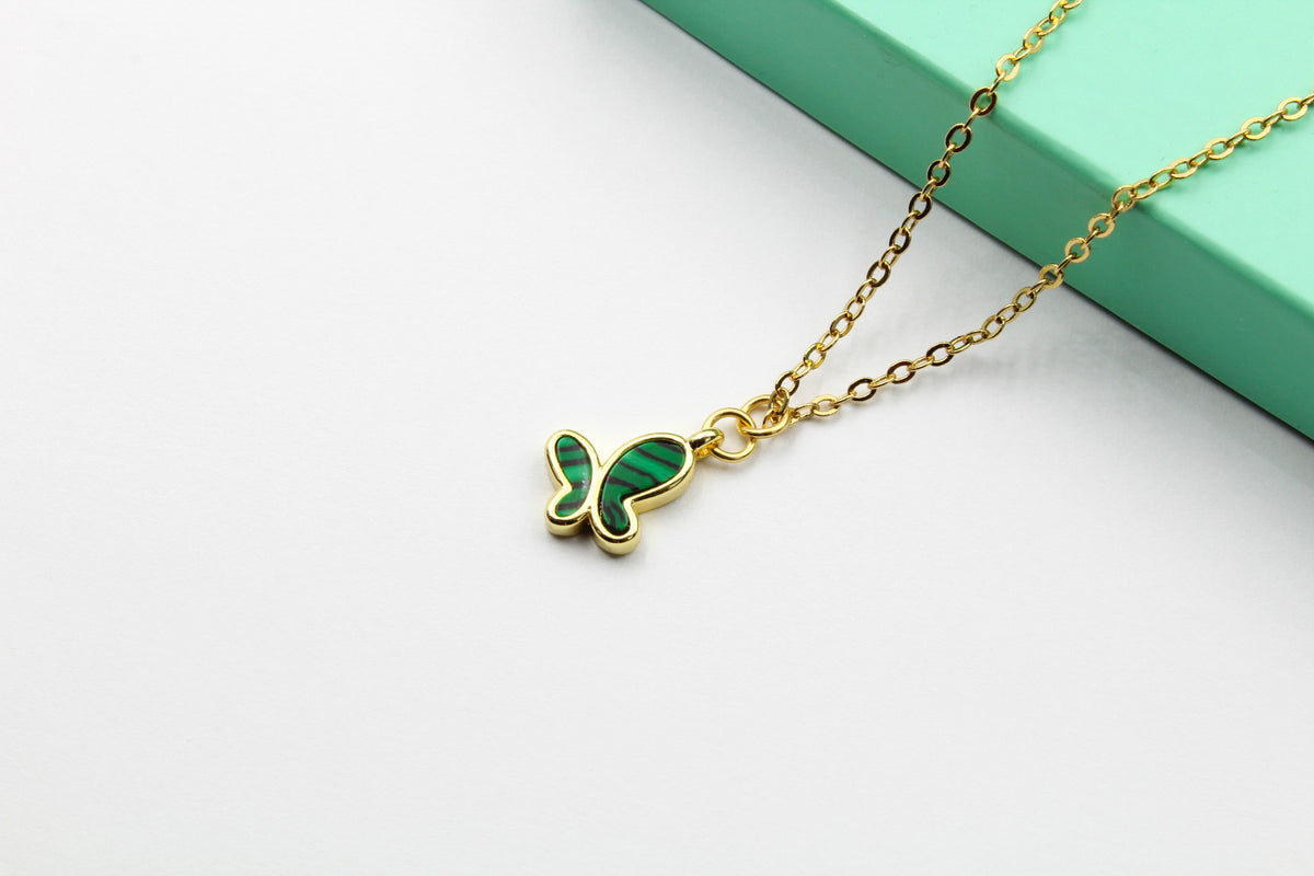 Dainty Malachite Butterfly Necklace