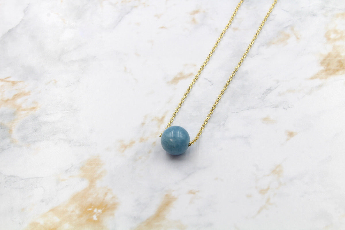 Dainty Aquamarine Gumdrop Pendant